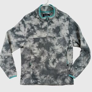 Chubbies Fleece Quarter Zip Mens Large Grey Tie Dye Teal Trim Soft Pullover
